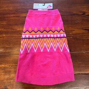 Boots & Barkley Hot Pink and Orange Patterned XL Dog Sweater NWT